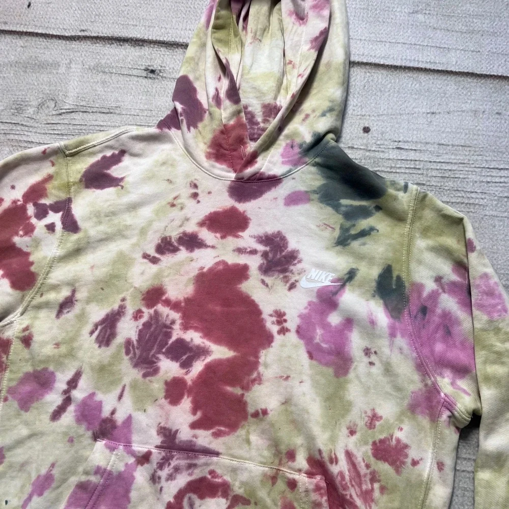 Nike Tie Dye Hoodie Sweatshirt Pink Green White Casual Athleisure Women's‎ M